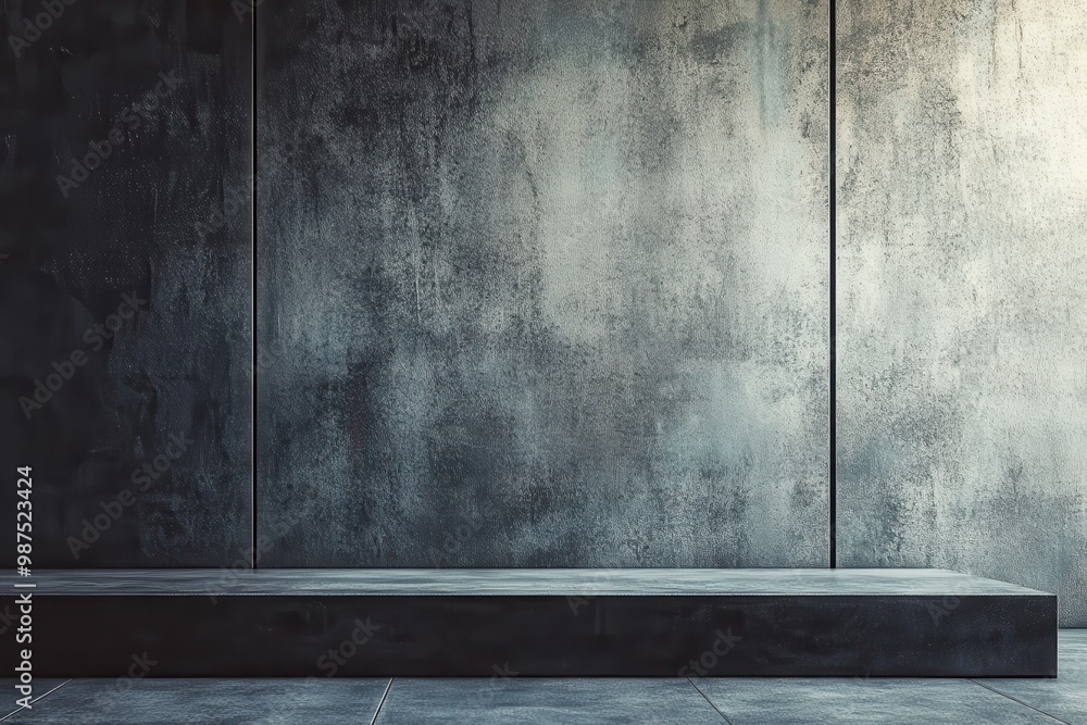 Minimalist Concrete Platform Against Weathered Wall Minimalist Concrete Platform Against Weathered Wall