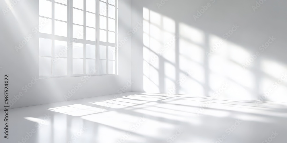 Soft Light Through Window with Shadows on White Background Soft Light Through Window with Shadows on White Background