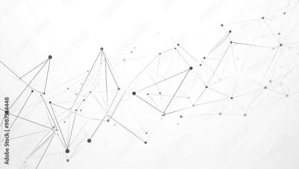 Abstract Network Connection, White Background, Lines & Points Abstract Network Connection, White Background, Lines & Points