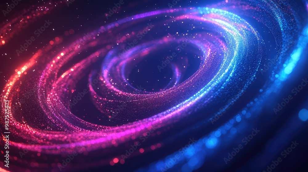 A 3D abstract object resembling a spiral galaxy, made of glowing neon lines twisting in a dark void. A 3D abstract object resembling a spiral galaxy, made of glowing neon lines twisting in a dark void.