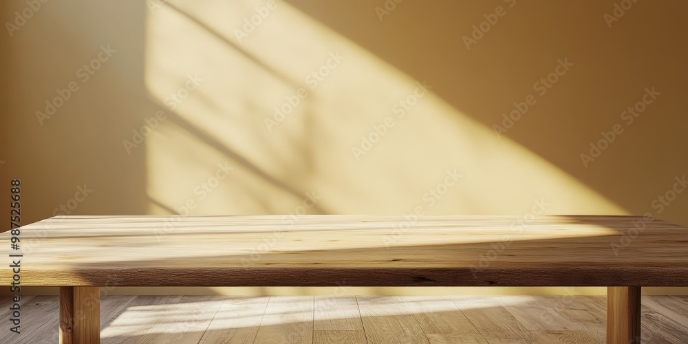 Minimalist Wooden Table in Soft Natural Light Minimalist Wooden Table in Soft Natural Light
