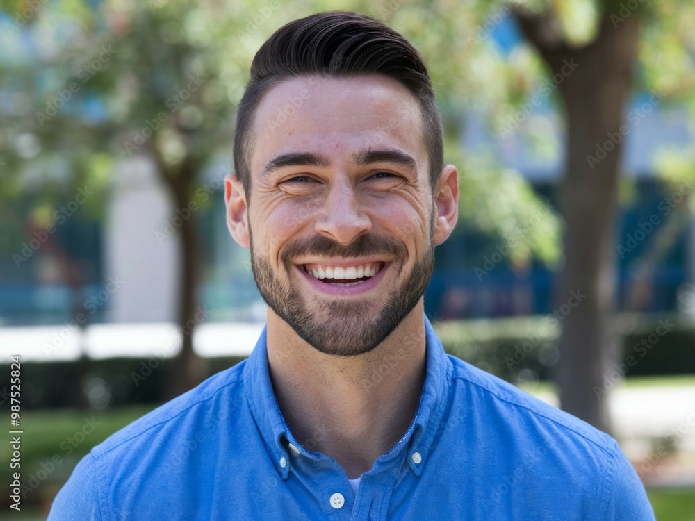 Happy man smiling. Portrait of a joyful man beaming with happiness and positivity. Happy man smiling. Portrait of a joyful man beaming with happiness and positivity.