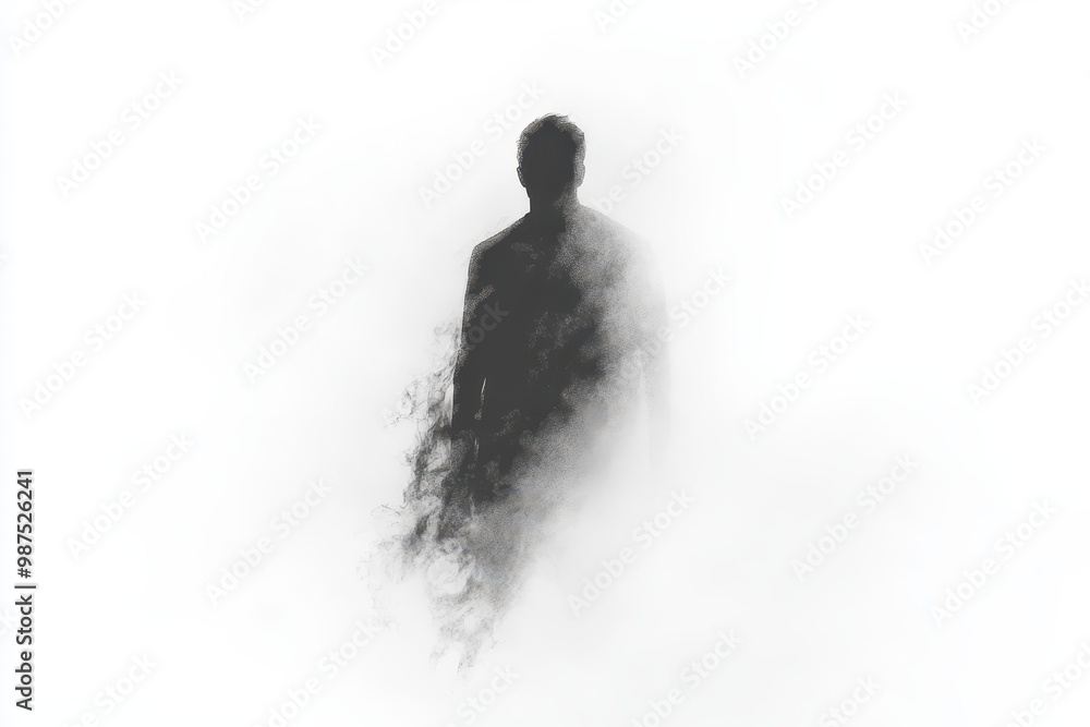 A Fading Silhouette of a Person Disappearing into Smoke A Fading Silhouette of a Person Disappearing into Smoke