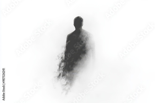 A Fading Silhouette of a Person Disappearing into Smoke