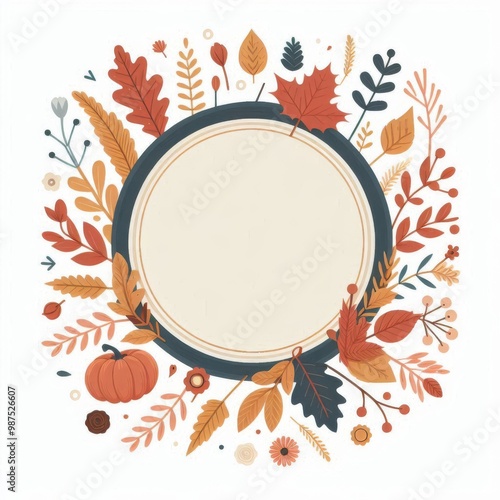 Decorative autumn frame. Advertising template, wrapping concept, border