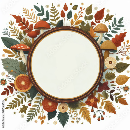 Decorative autumn frame. Advertising template, wrapping concept, border