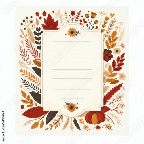Decorative autumn frame. Advertising template, wrapping concept, border