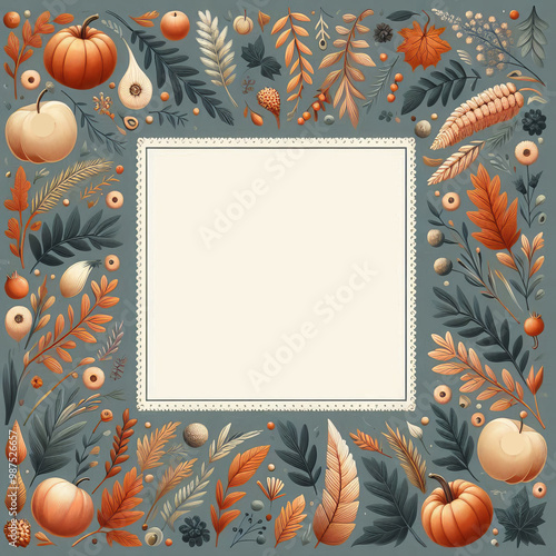 Decorative autumn frame. Advertising template, wrapping concept, border