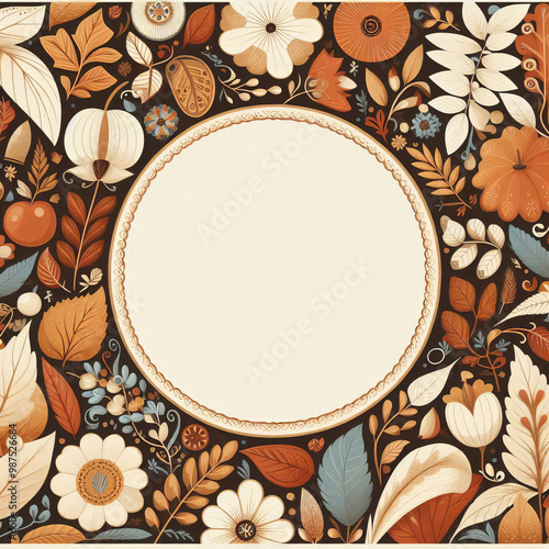 Decorative autumn frame. Advertising template, wrapping concept, border