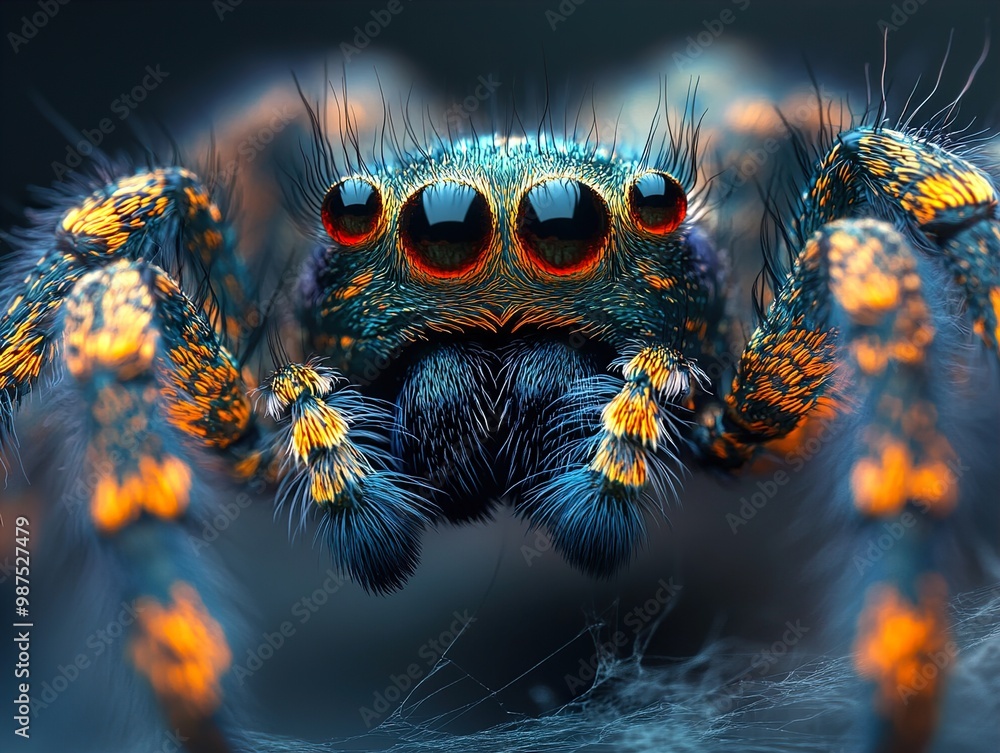 Close-Up of a Colorful Jumping Spider Close-Up of a Colorful Jumping Spider