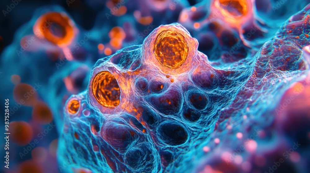 custom made wallpaper toronto digitalCross-section of skin cells regenerating after a cut, symbolizing the body ability to heal through cellular regeneration.