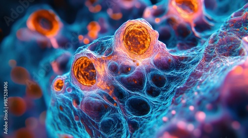 Wallpaper Mural Cross-section of skin cells regenerating after a cut, symbolizing the body ability to heal through cellular regeneration. Torontodigital.ca