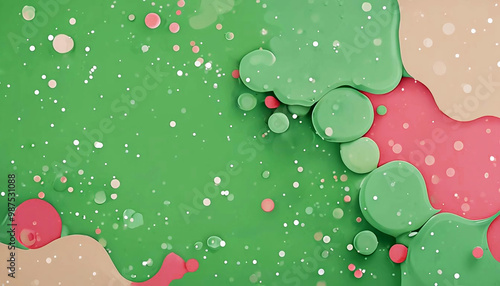 Volumetric texture in green - pink tones, oil painting effect.