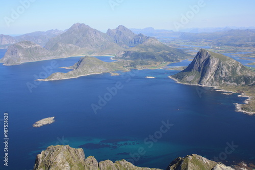 Vista dall'alto dell'arcipelago delle Isole Lofoten in Norvegia.