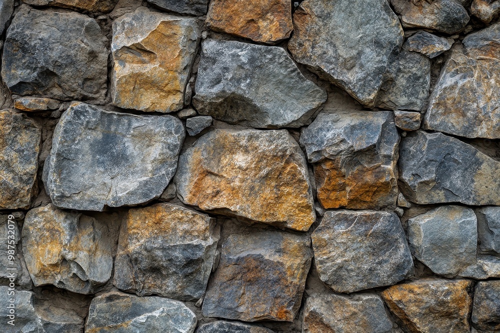 Close-up of a weathered, rustic stone wall Close-up of a weathered, rustic stone wall