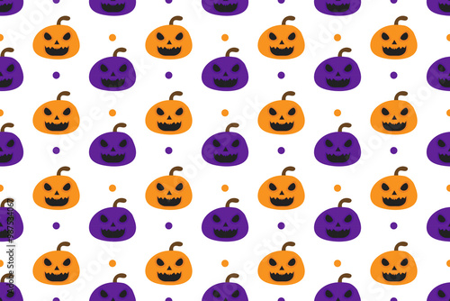 Abstract Orange And Purple Pumpkin Halloween Pattern Background. Vector Illustration. Wallpaper. Minimalist