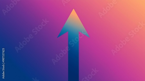 Elegant Upward Arrow Icon on Gradient Sky Background - Minimalist Design Concept