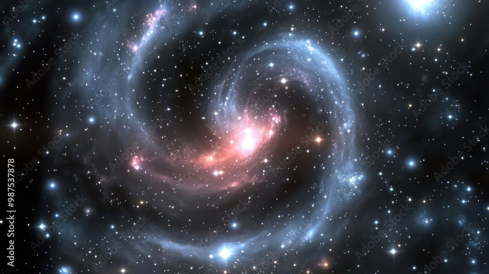 A stunning spiral galaxy with vibrant colors and countless stars in a cosmic backdrop. A stunning spiral galaxy with vibrant colors and countless stars in a cosmic backdrop.