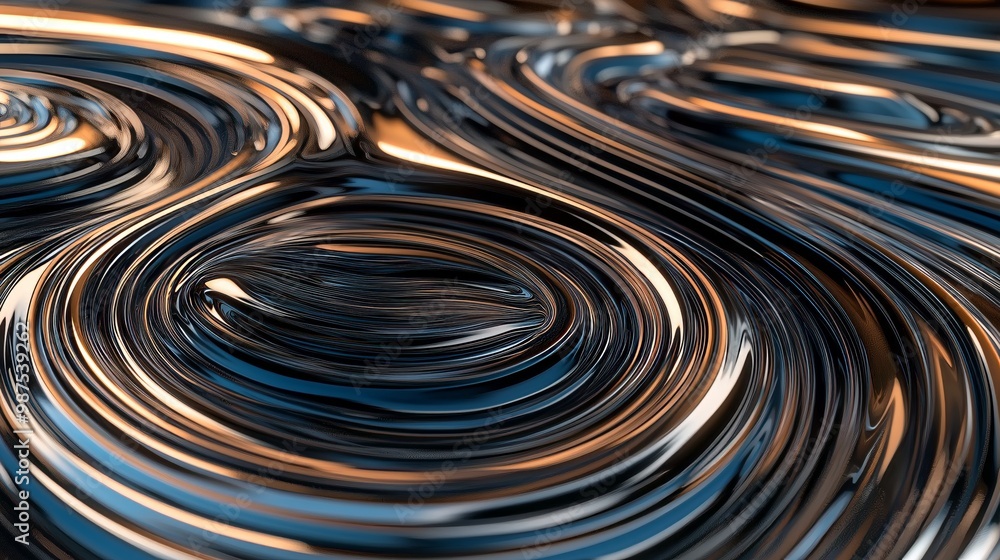 Abstract fluid surface with smooth glossy ripples and warm reflections. Abstract fluid surface with smooth glossy ripples and warm reflections.