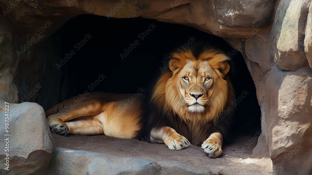 Obraz premium A lion in a den.
