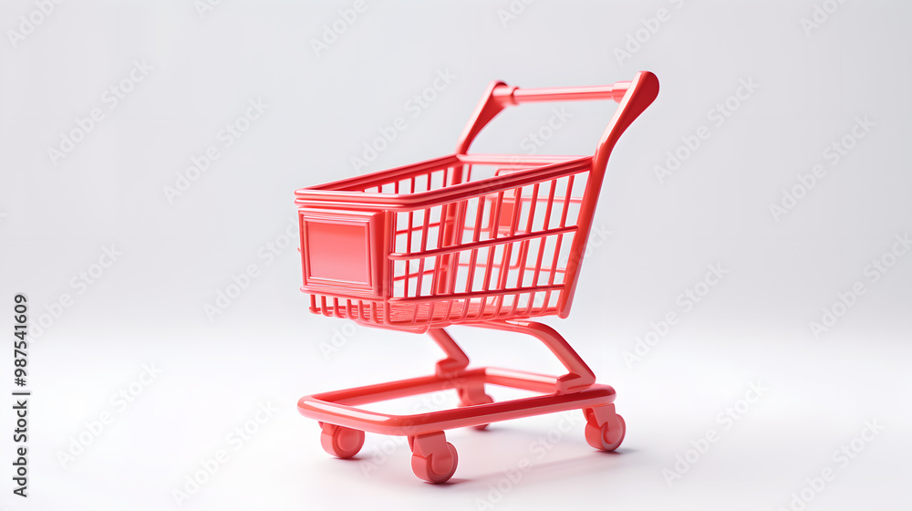 3D cartoon style shopping cart on white background 3D cartoon style shopping cart on white background