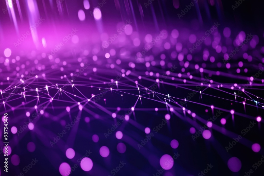 Data visualization with network connections on a dark purple background Data visualization with network connections on a dark purple background