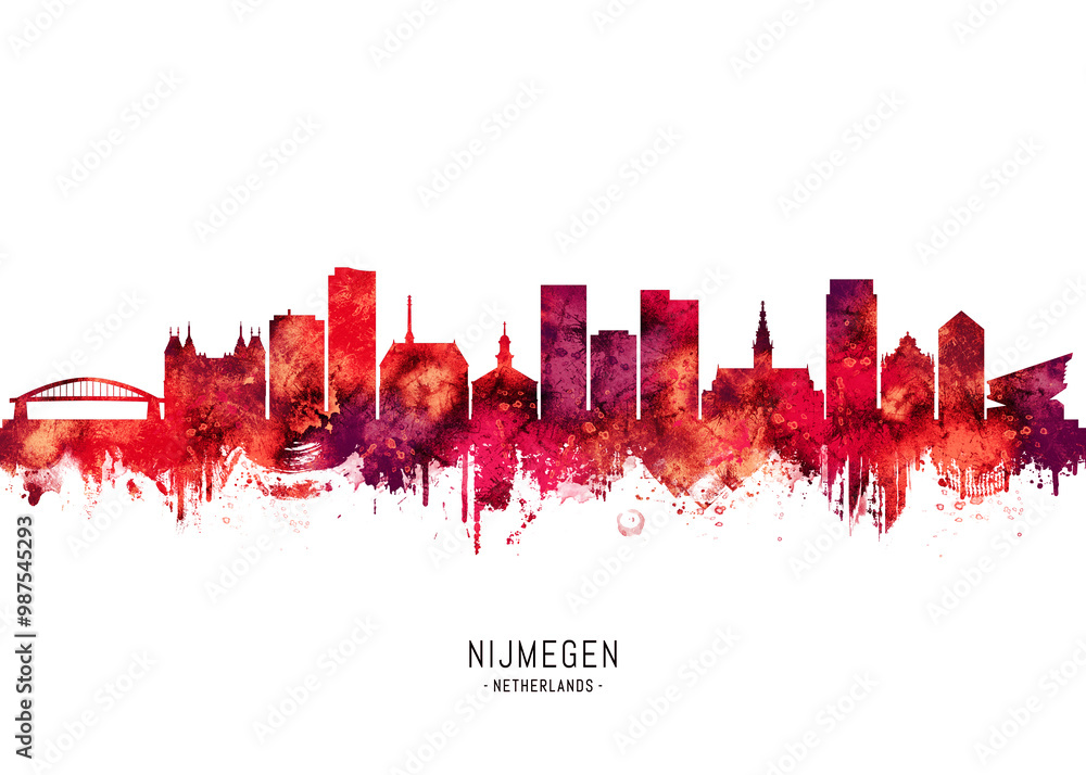 Fototapeta premium Nijmegen Netherlands Skyline Red