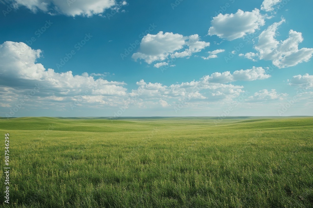 Lush vistas beneath an azure sky above open fields Lush vistas beneath an azure sky above open fields