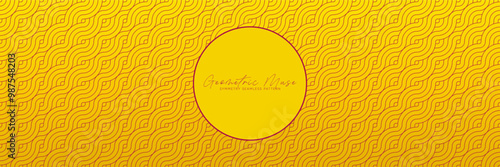 Golden yellow seamless geometric pattern with wavy abstract lines. Modern and elegant vector design for vibrant backgrounds and stylish decorative elements.
