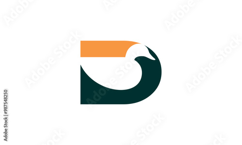 a graphic image themed D duck, white background. vector graphic base.