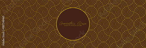 Brown and gold seamless geometric pattern with concentric circles. Elegant abstract vector design for luxurious backgrounds and decorative motifs.