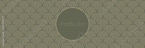 Abstract Asian seamless pattern in oriental geometric style. Green natural and organic mandala motif with ornate flower design. Vintage ornament for festive decoration retro art. 