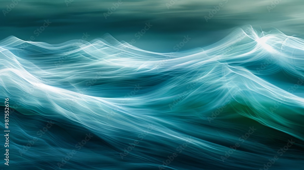 Abstract blue waves, digital art, ocean, water, flowing, movement, energy. Abstract blue waves, digital art, ocean, water, flowing, movement, energy.