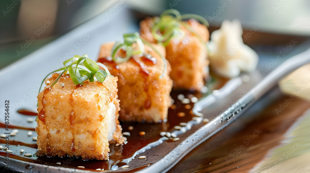 Crispy Fried Tofu with Soy Sauce and Sesame Seeds Crispy Fried Tofu with Soy Sauce and Sesame Seeds
