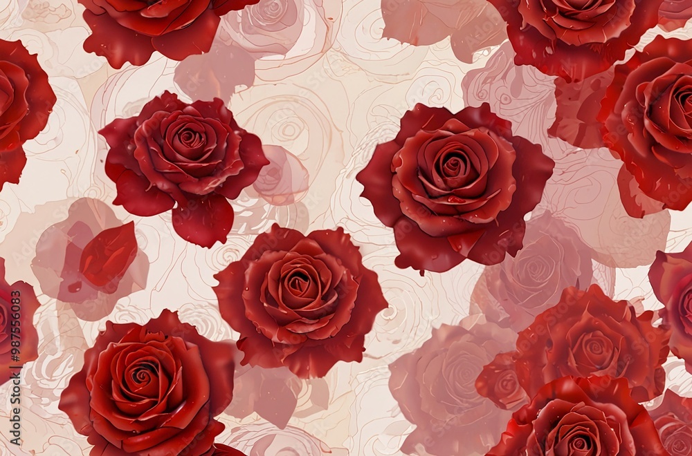 Deep Crimson Roses Floating on a Dreamy Abstract Background Deep Crimson Roses Floating on a Dreamy Abstract Background