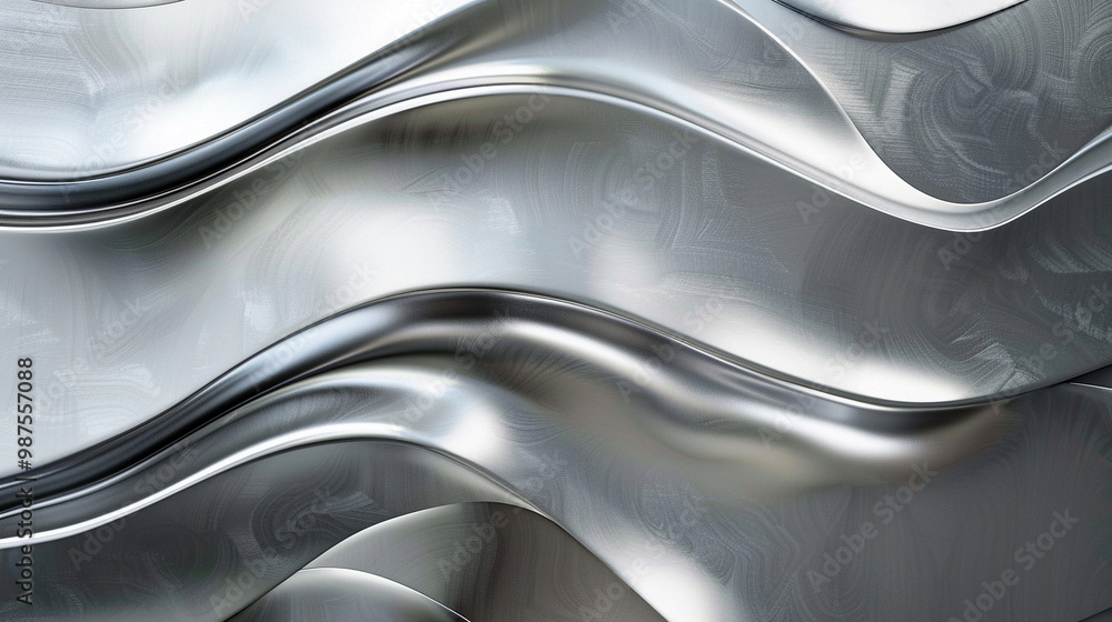 Obraz premium Metallic silver texture with smooth lines – polished and reflective metallic background, subtle textures for a high-end corporate feel.