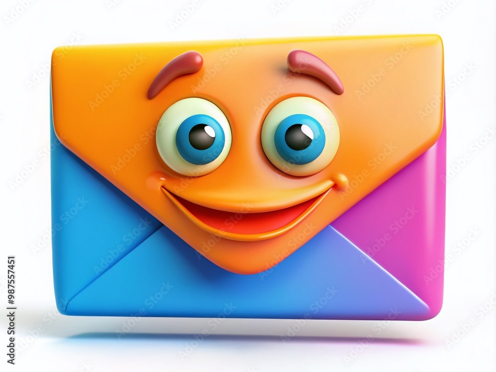 Colorful Cartoon Envelope Character with a Friendly Smile and Playful Design for Creative Projects Colorful Cartoon Envelope Character with a Friendly Smile and Playful Design for Creative Projects