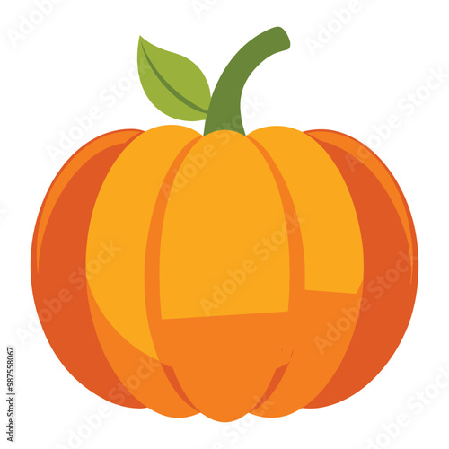 2D flat color vector clipart illustration of pumpkin