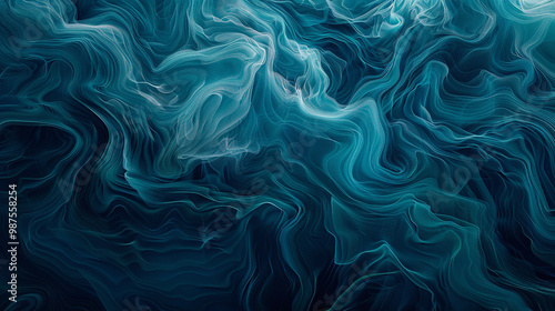 Ripple effect in dark blue and teal – fluid, wave-like patterns creating depth, deep colors for a sophisticated background.