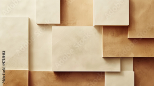 Simple color blocks in neutral tones – abstract blocks of beige, light brown, and white, clean and understated corporate background.
