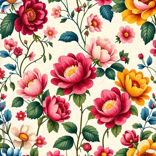 Wallpaper Mural vintage wallpaper with flowers Torontodigital.ca