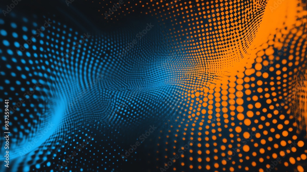 Fototapeta premium Abstract blue and orange dotted background.