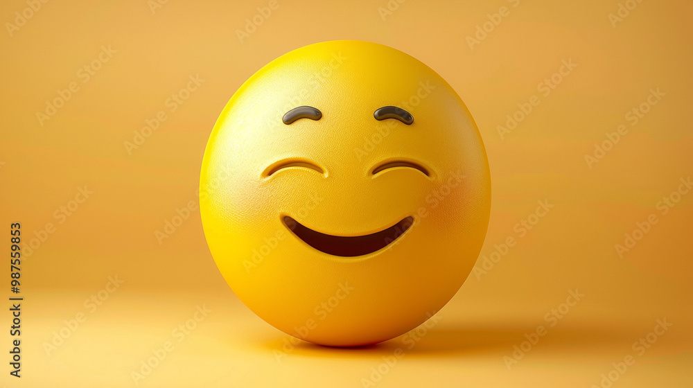 Fototapeta premium Winking face emoji – playful yellow face, one eye closed, cheeky smile, light pastel background.