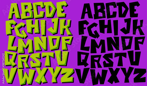 Scary monster cartoon alphabet vector illustration. Scribble monster lettering font. Halloween spooky graffiti typography.
