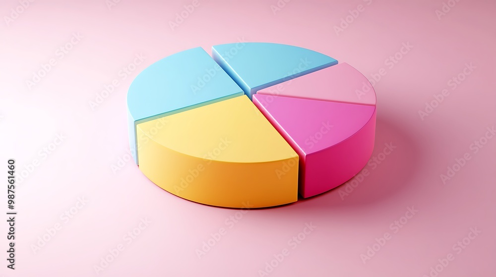 Obraz premium Colorful 3D pie chart pastel background
