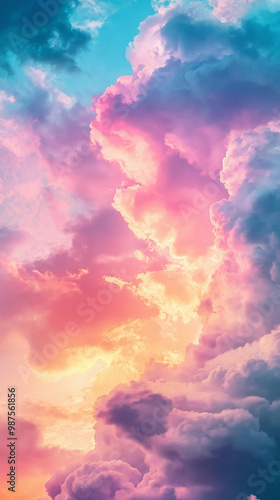 Dramatic Blue Sky and Cloudscape at Sunset with Beautiful Sunlight and Atmospheric Colors