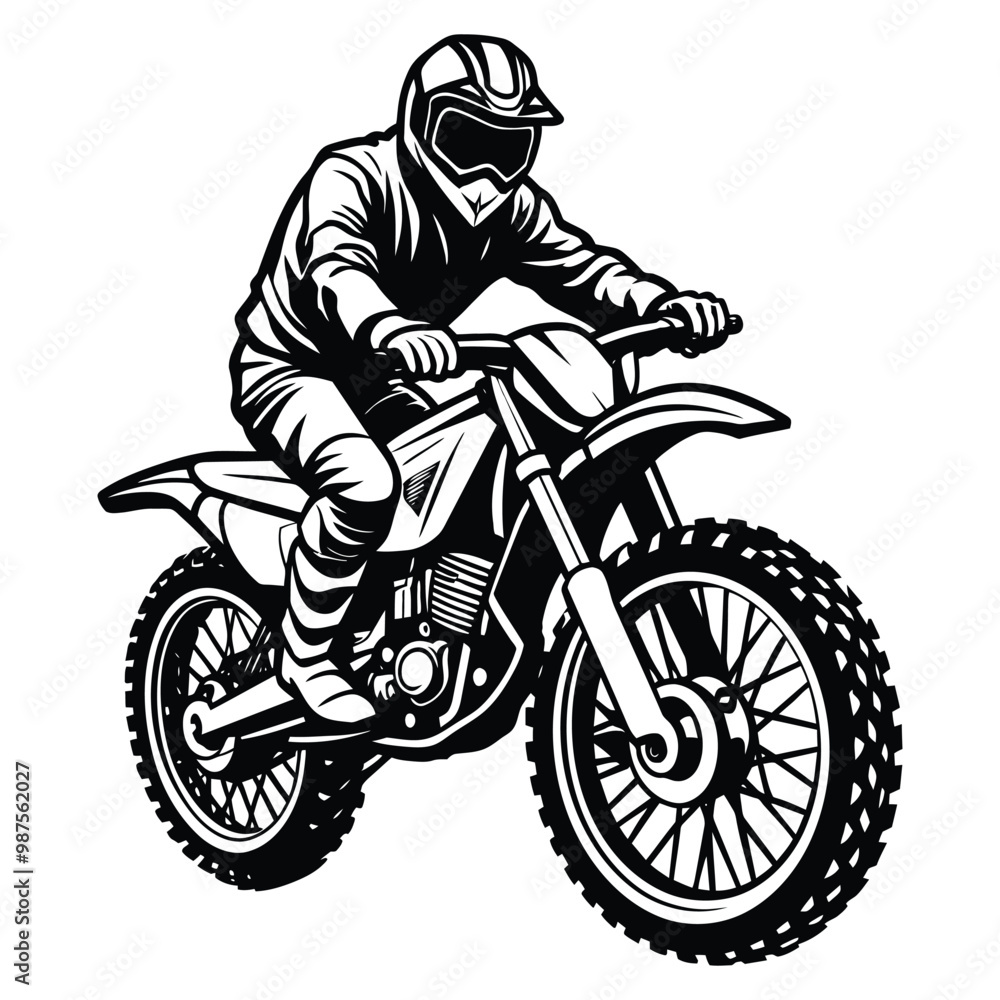 Silhouette art of mountain offroad bike rider Silhouette art of mountain offroad bike rider