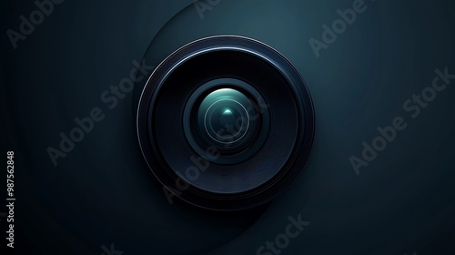 Futuristic Camera Lens Vector Illustration with Concentric Rings on Dark Background