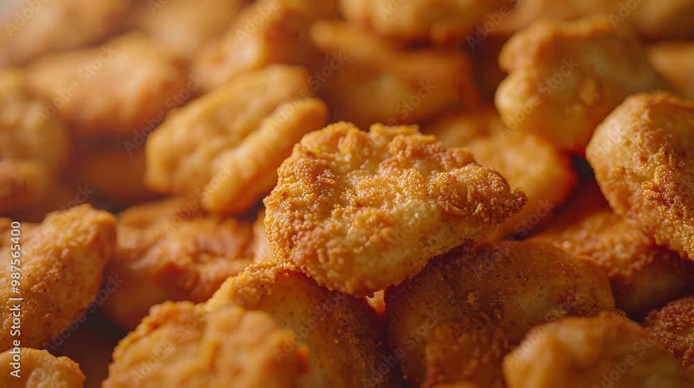 Close up of fast food chicken nuggets showcasing Close up of fast food chicken nuggets showcasing