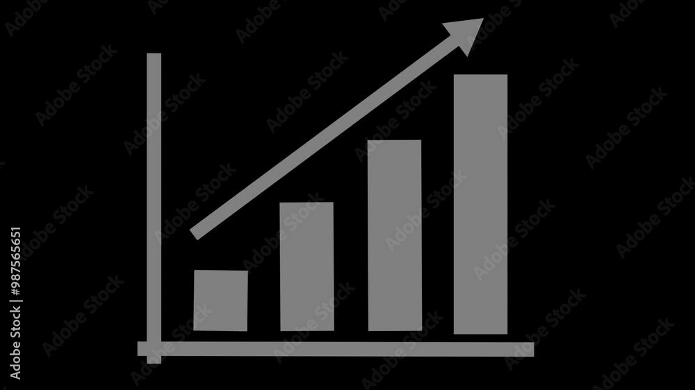 business graph on a black background showing upward trend animated. business graph on a black background showing upward trend animated.
